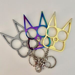 Kitty Pointy Ears Safe Metal Knuckle Protection! Self Defense Safety Keychains